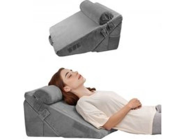 VEVOR Coussin Incliné Lit, Oreiller Triangulaire Orthopédique Réglable, Rembourrage Mousse, Housse Lavable, Coussin de Lecture Lit pour Soulagement Reflux Acide, Maux de Dos, Jambes, Cou, Gris Foncé