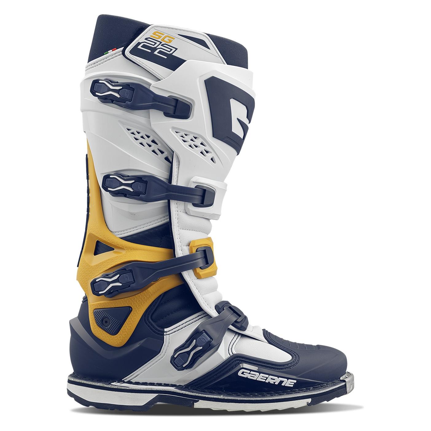 Gaerne Cross/Enduro Stiefel Modell Sg-22 Squadron Farbe Blau/Gold/Weiss Grösse 43 (43) (2262-010/43)