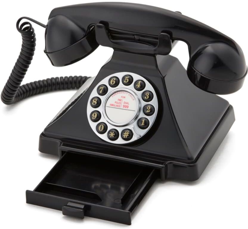 GPO Retro Design Téléphone analogique carrington Noir 15x15x15cm