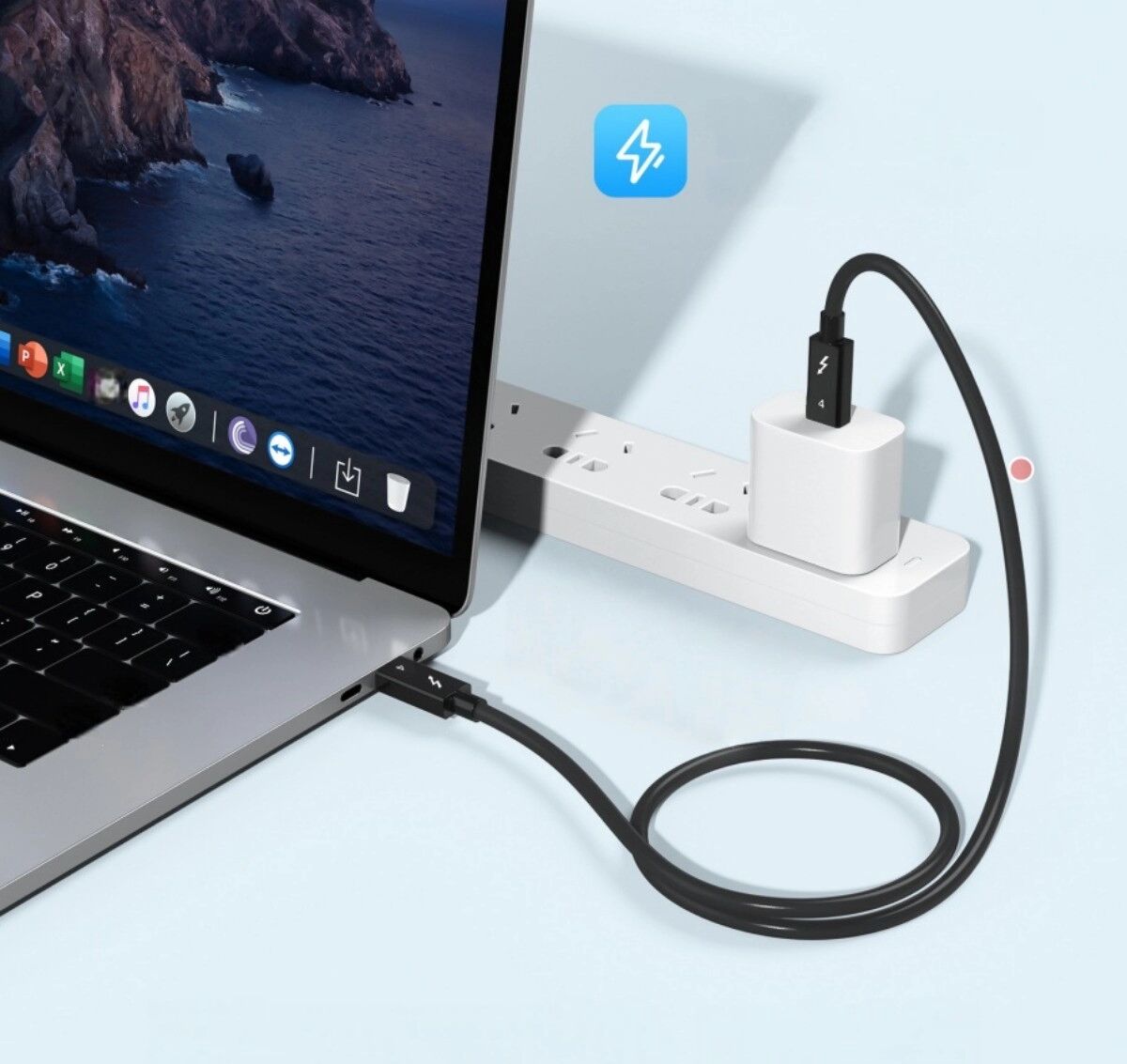 INF USB-C Thunderbolt 4 Datenkabel Schwarz — 40Gbps, 8K 60Hz, PD100W & 240W bidirektional, 5A Schnellladung, kompatibel mit USB4 2 m