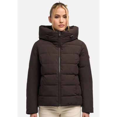Winterjacke MARIKOO "Akiliaa", Damen, Gr. XS, braun (choco), Obermaterial: 100% Polyester, Jacken Winterjacke, Warme Winterjacke mit Kapuze und taillierter Passform