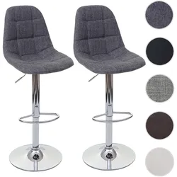 2er-Set Barhocker HWC-A67, Barstuhl Tresenhocker, MVG-zertifiziert ~ grau, Textil