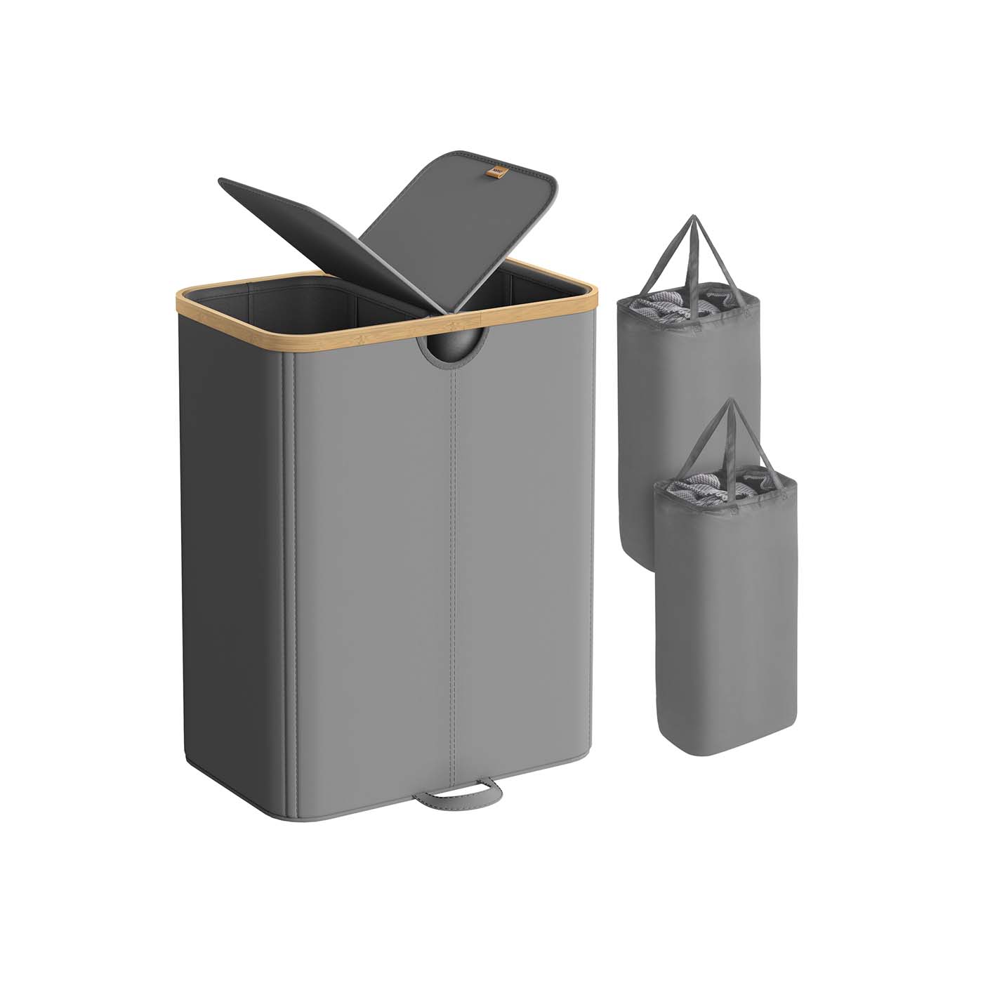 SONGMICS Wäschekorb mit zwei Fächern und Deckel LCB523G01