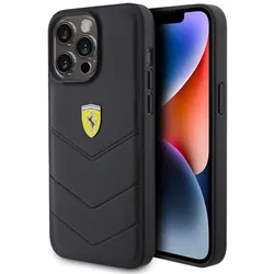 Ferrari Quilted Metal Logo - Hülle für iPhone 15 Pro Max (schwarz)