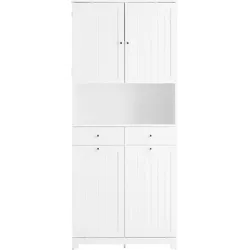 SoBuy Wäscheschrank mit 2 Schubladen Weiß 78x38x181cm Nordisch