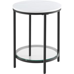 Vasagle Beistelltisch LET285B13, weiß, aus Holz / Metall, rund, (Ø/H) 45 x 55 cm