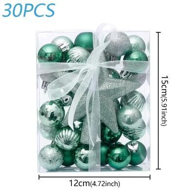 Uplift Treasures 30pcs Christmas Ball Ornaments Hanging Decoration Set mint Green