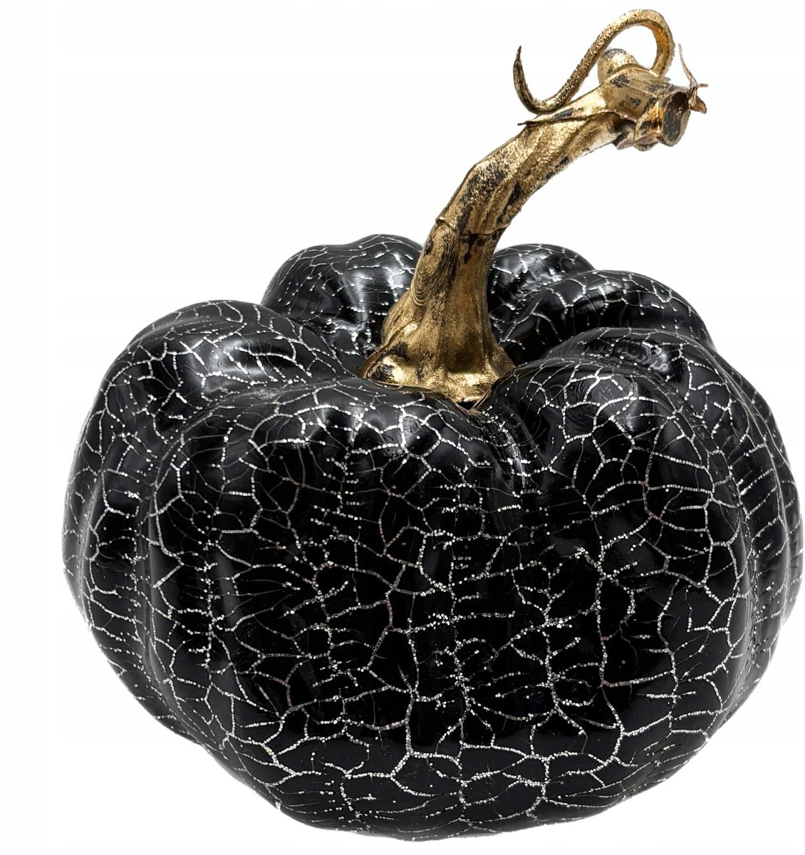Zwarte Pompoen Decoratie met Zilveren Glitter voor Halloween