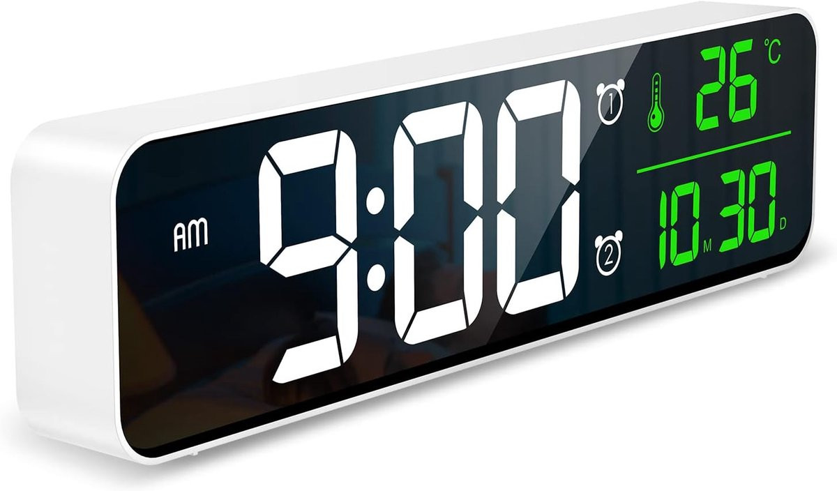 SnelShoppen Upgraded Digitale Wandklok met 10,5 inch LED-weergave, Kalender en Temperatuur