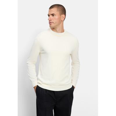 Strickpullover OLYMP "OLYMP Casual Strick, Pullover", Herren, Gr. M, sanftes weiß, 100% Schurwolle, Pullover Strickpullover