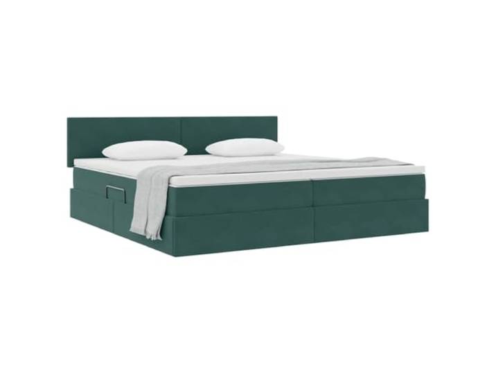 KTHLBRH Bett mit Stauraum dunkelgrün 200 x 200 cm Samt Hydraulisches Heben, Matratze inklusive, Stahlgestell, Verwendung im Innenbereich