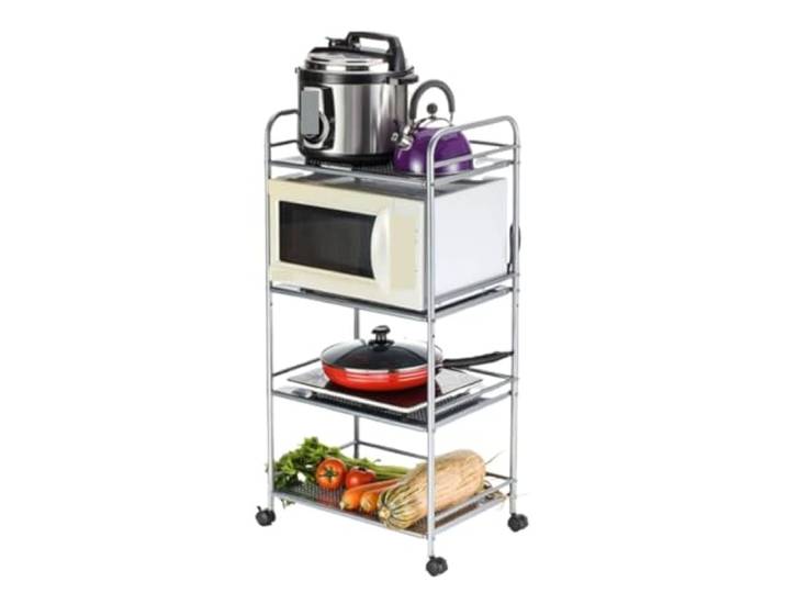 CVdrtyED Mikrowellenregal Edelstahl-Küchen-Bäckerregal, Mikrowellenherd-Regal, Aufbewahrungsständer, Reiskocher-Organizer, Küche Küchenregal Stehend(49x99x34cm)