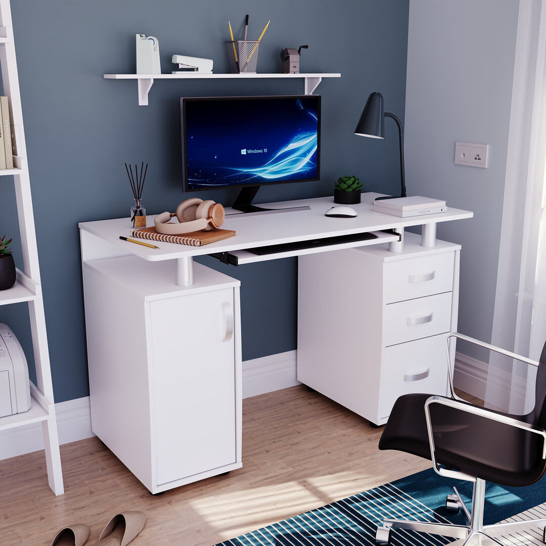 Latitude Run Muskoka Computer Desk White 75cm H X 120cm W X 55cm D