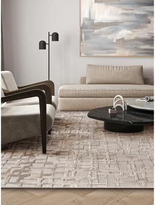 EXQUISITE RUGS Vista Hand-loomed Wool/Bamboo Silk Beige Area Rug.