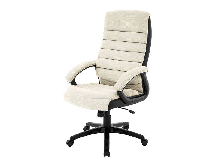 Fauteuil de direction Hatley 67 x 125 x 72cm Velours côtelé Monia: Crème Beige/Crème/Noir