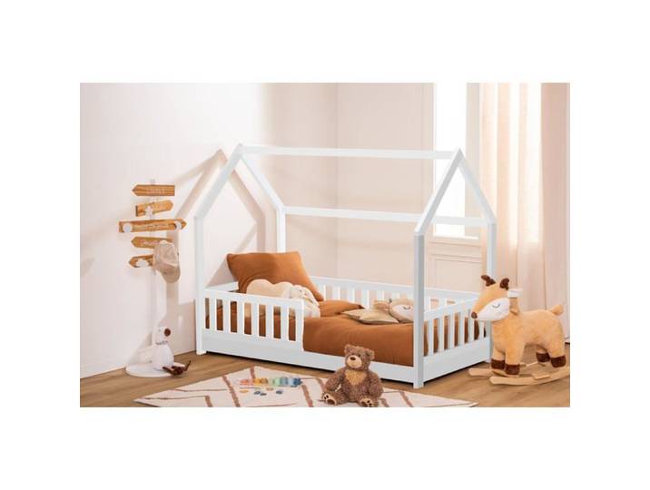 Atmosphera Lit cabane pour Enfant en Bois 80x160 cm Blanc