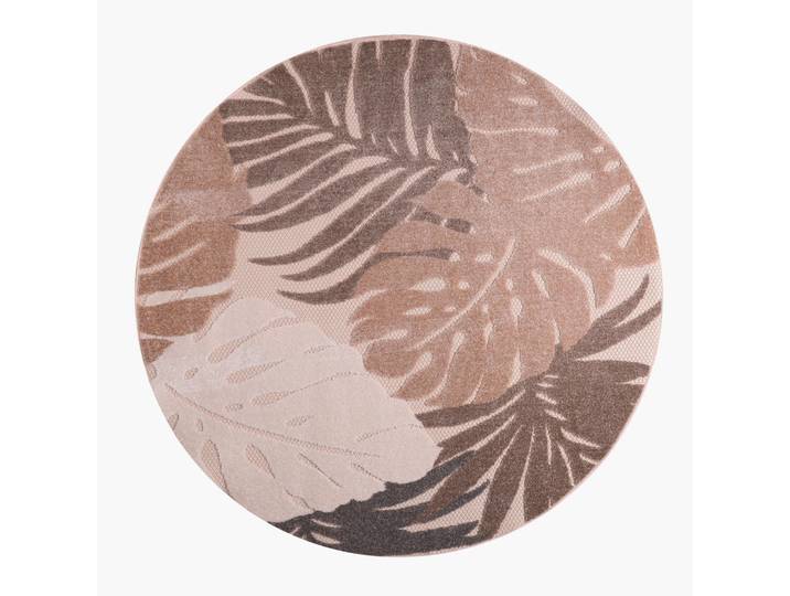 Outdoorteppich Floral, Braun, Beige, Blätter, rund, Oeko-Tex® Standard 100, pflegeleicht, Teppiche und Böden, Teppiche, Runde Teppiche