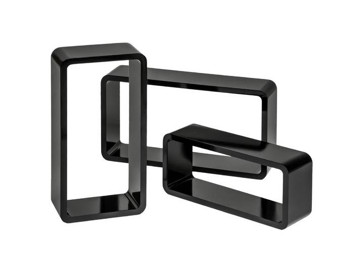 Lot de 3 étagères murales rectangle - noir