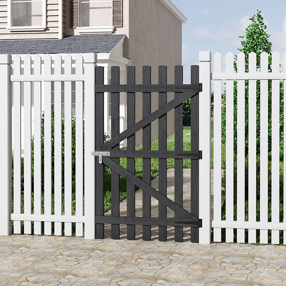 Lark Manor Caskey Garden Wood Fence Gate with Latch Black 150cm H x 90cm W x 1.5cm D