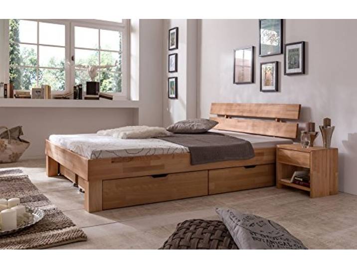 moebelstore24 Futonbett Bett Judith Kernbuche-Massiv Natur geölt, 140 x 200 cm. Nur bettgestell ohne bei möbel