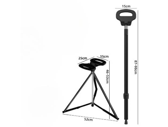 Canne de marche en alliage d'aluminium, chaise réglable et légère pour personnes âgées, bâton de siège pliable, aide à la mobilité, canne de randonnée assise