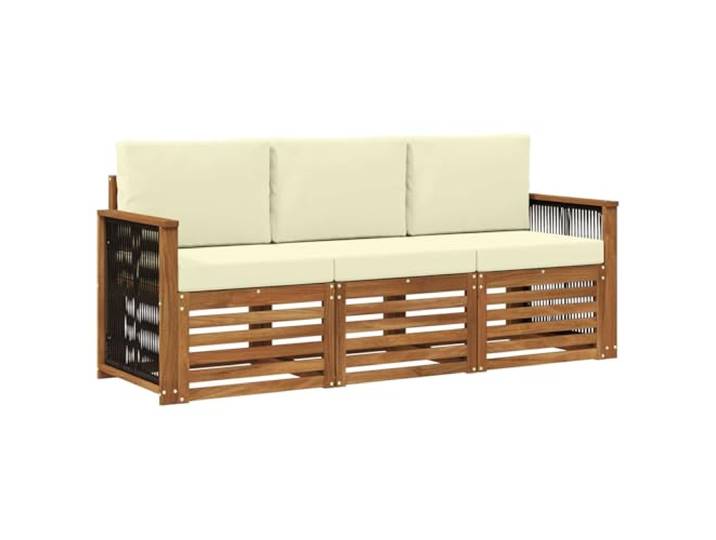 PUGYNBK Modulares Sofa für den Außenbereich, 3-teilig, Akazienholz Rillendesign, wasserdicht, ideal für Garten, Terrasse, Pool, einfache Reinigung