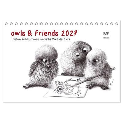 owls & friends 2027 (Tischkalender 2027 DIN A5 quer), CALVENDO Monatskalender