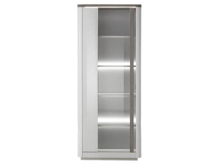 Vitrine 1P PESARO imitation chêne gris et gris