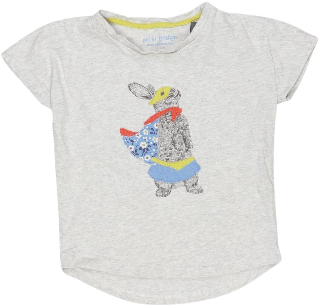Mini Boden Mädchen T-Shirt, Grau, Gr. EU 104, Baumwolle - Second Hand