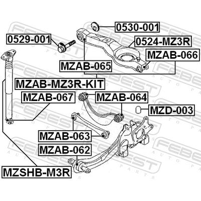 FEBEST Anschlagpuffer, Federung MZD-003 Hinterachse für Ford MAZDA
