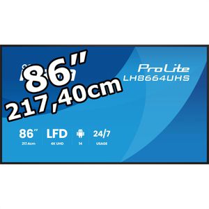 Iiyama Digital-Signage ProLite LH8664UHS-B3AG, 85,6 Zoll, 4K UHD 3840 x 2160, 450 cd/m², 24/7 Betriebszeit
