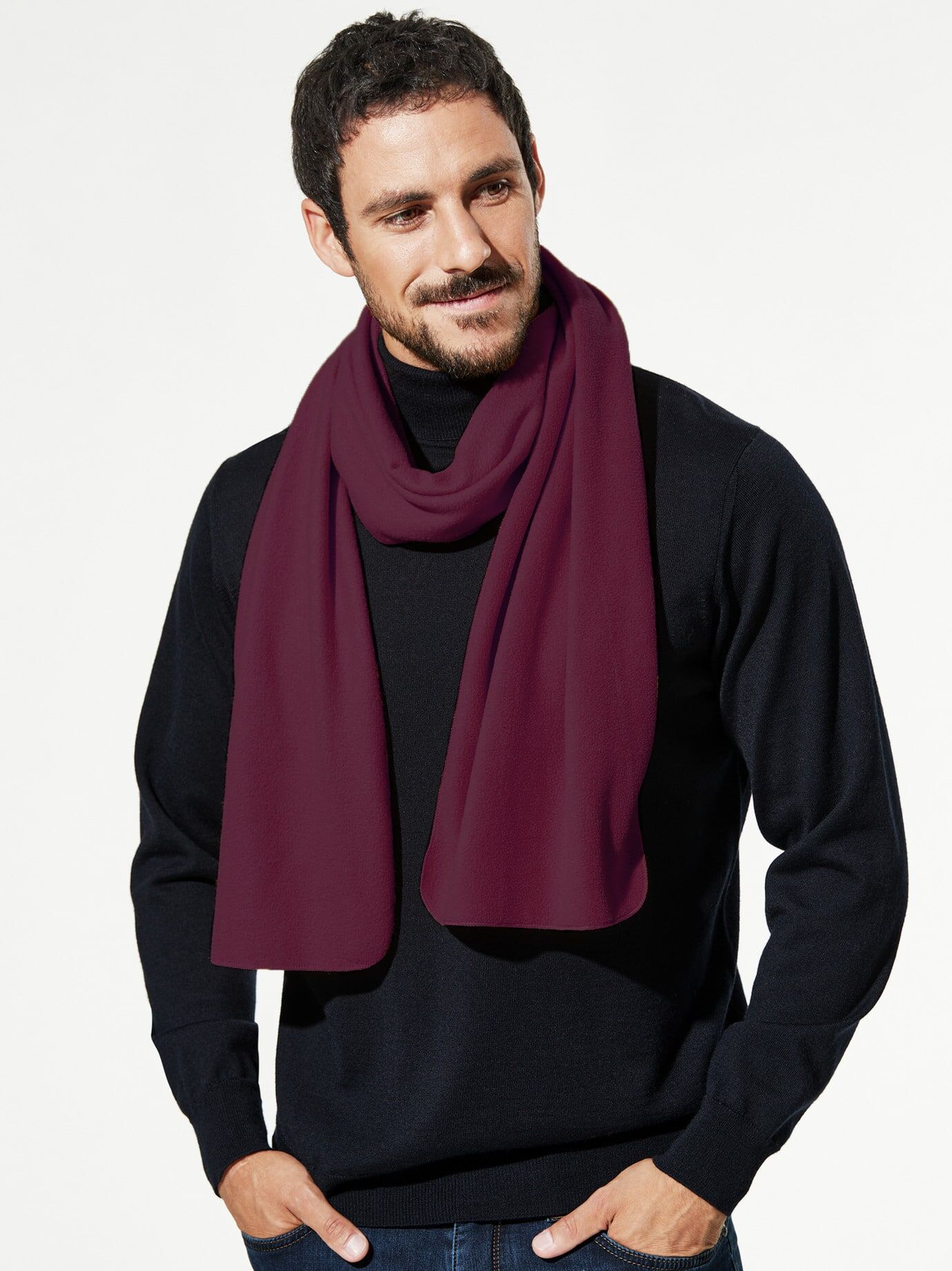 Walbusch Fleece-Schal, , Farbe Rot, 01, angenehm wärmend weicher Fleece Herren