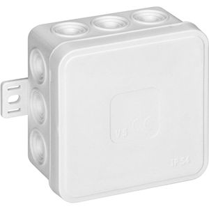 Orno Abzweigdose JB-13802/W, Spritzwasserschutz IP54 für außen, 75 x 75 mm, weiß, aus Kunststoff, für Aufputz