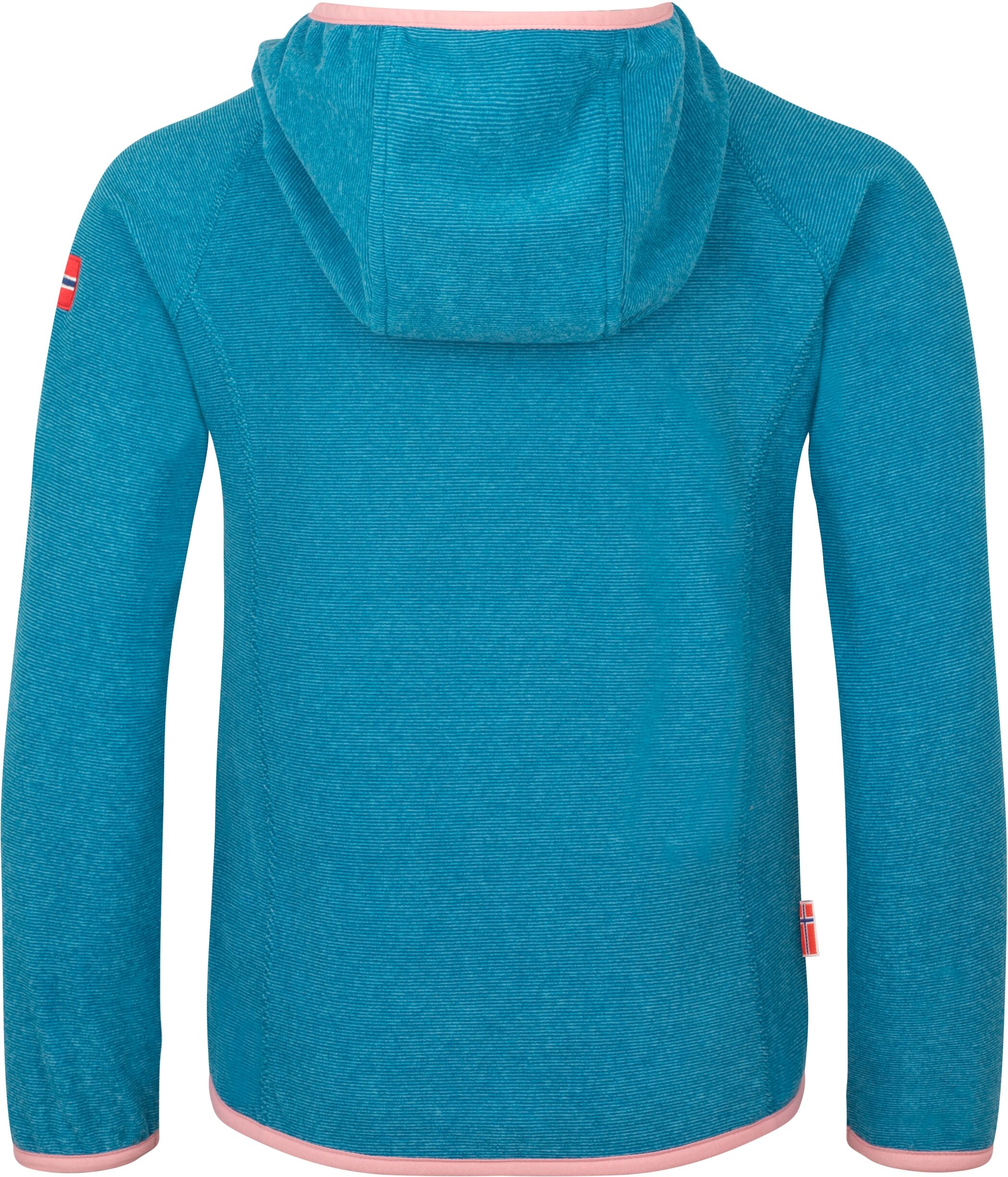 Fleecejacke TROLLKIDS "Girls Sandefjord Jacket", Kinder, Gr. 164, harbor blau, peony rose, Fleece, Obermaterial: 100% Polyester, normal, Jacken Fleecejacke, mit Kapuze, wasserabweisend, windabweisend, atmungsaktiv, leicht harbor blau, peony rose 164