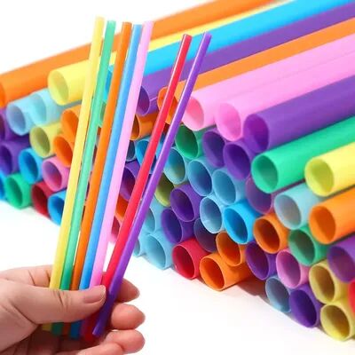 The Handy Homestead Bulk Set Of Colorful Wide Mouth & Long Drinking Straws For Milk Tea, Juice & Bubble Tea mixed Color