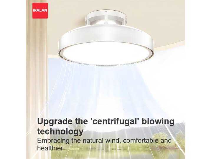 IRALAN ventilateurs de plafond sans lame avec lumières télécommande gradation LED 48CM plafonnier avec ventilateur salon chambre éclairage