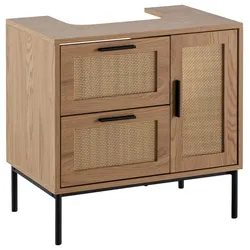 Waschbeckenunterschrank Eichefarben/Rattan