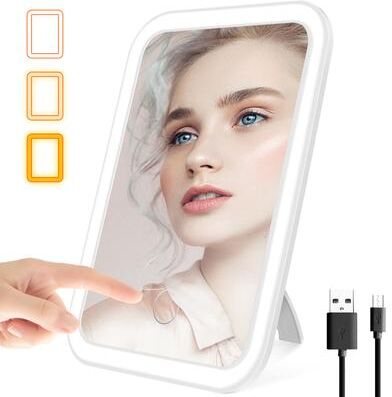 Fusion Finds Portable LED Makeup Mirror With 3 Color Lights USB Rechargeable Travel Vanity Mirror Portable LED Makeup Mirror With 3 Color Lights USB Rechargeable Travel Vanity Mirror