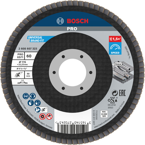 Bosch PRO X571 Fächerschleifscheibe, 115 mm, G60 2608607323