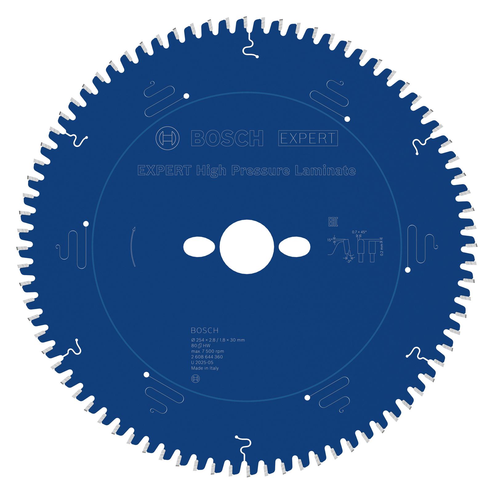 Bosch Professional Zubehör Kreissägeblatt Expert for High Pressure Laminate, 254 x 30 x 2,8 mm, 80 (2608644360)