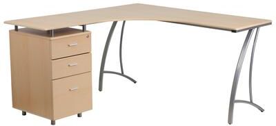 Laminate L-Shape Desk with Three Drawer Pedestal
