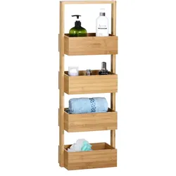 CASARIA® Badregal aus Bambus mit 4 Ablagen