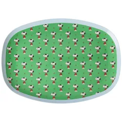 RICE Melamin Rechteckiger Kinderteller mit Snoopy, Grün - 30 x 22 cm