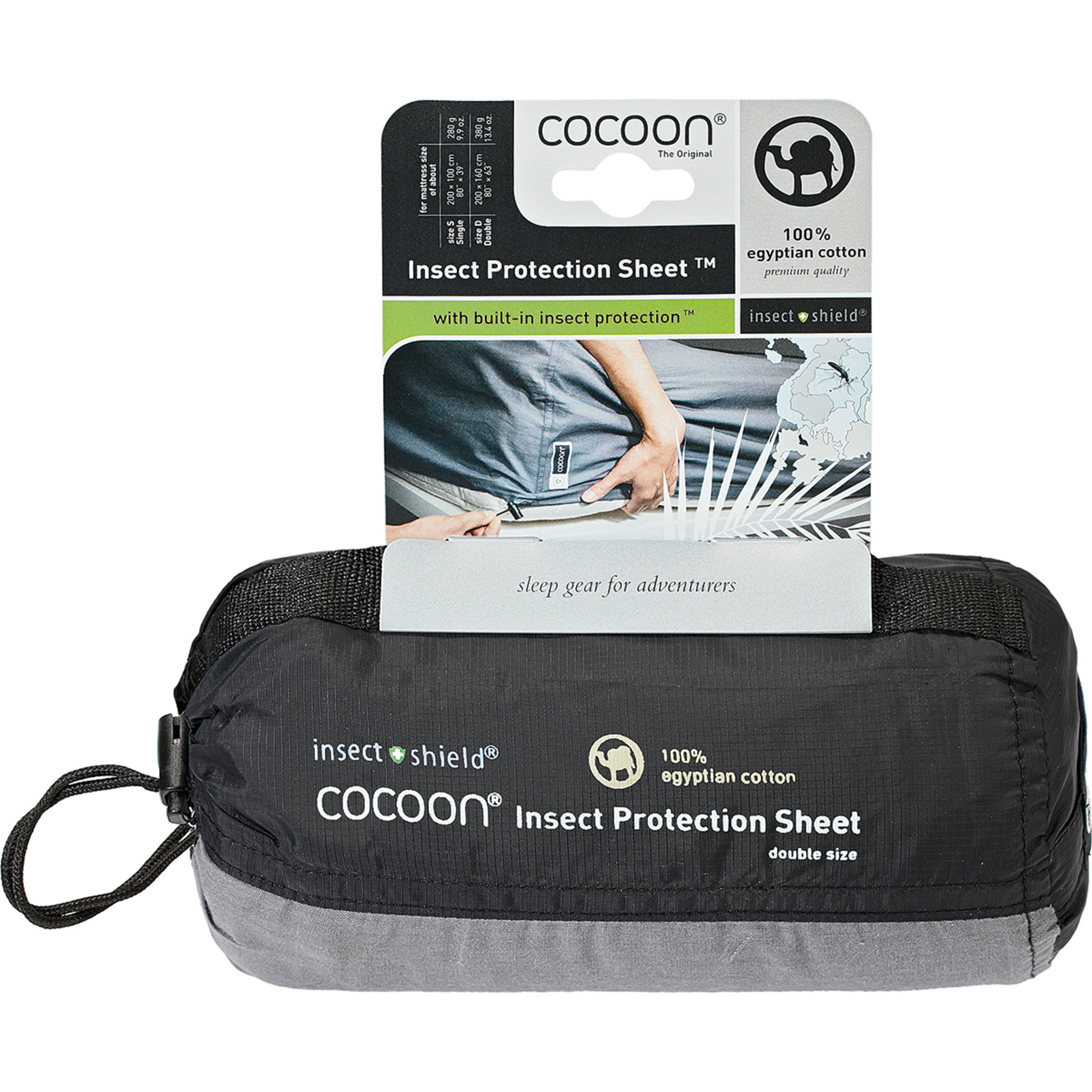 Cocoon Insect Shield Protection Spannleintuch Moskitonetze grau Größe DOUBLE Reise