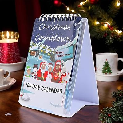 2025 100-Tage-Weihnachts-Countdown-Kalender, Abreiß-Countdown-Tischkalender, Desktop-Adventskalender, 100 Tage interaktive Wandkunst, Heimdekor, Schreibtisch
