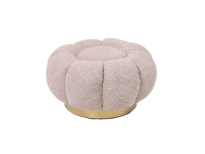 Pouf en tissu bouclé en forme de fleur d65 rose poudré