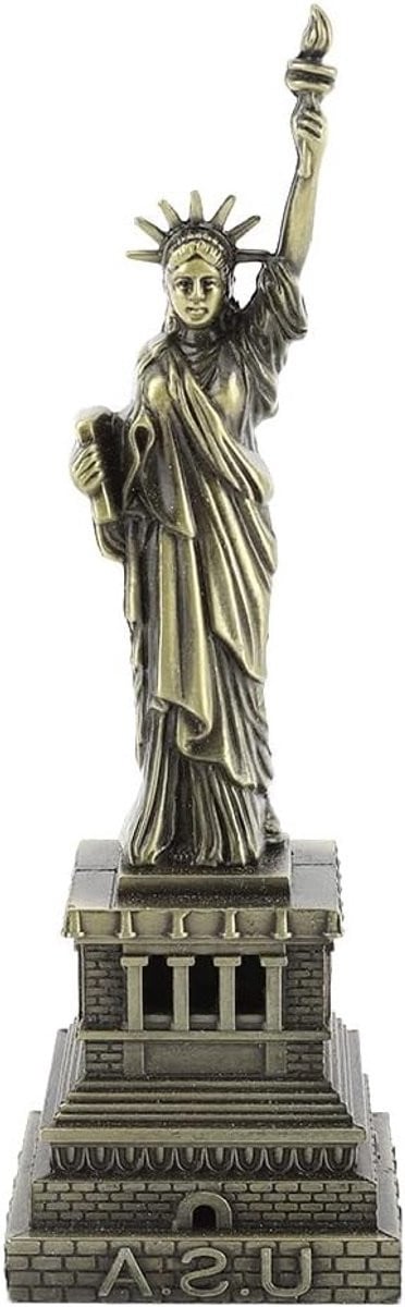 Handgemaakte Vrijheidsbeeld Sculptuur - Antieke Koperen Decoratieve Tafelversiering
