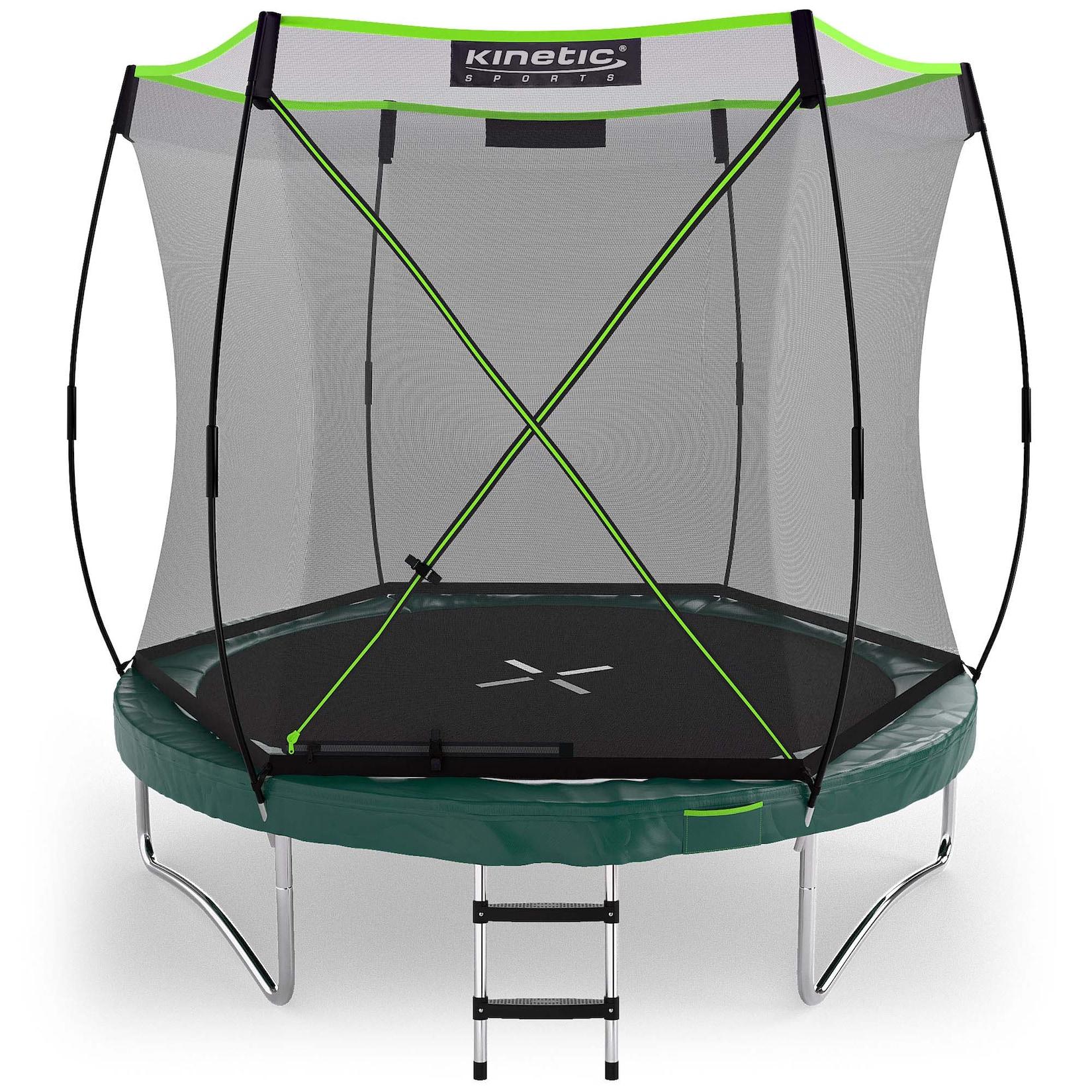 KINETIC SPORTS Trampolin Federlos-Design 'Bungee Safety Elite' - Outdoor Gartentrampolin für Kinder Dunkelgrün Ø 244 cm Ø 244 cm