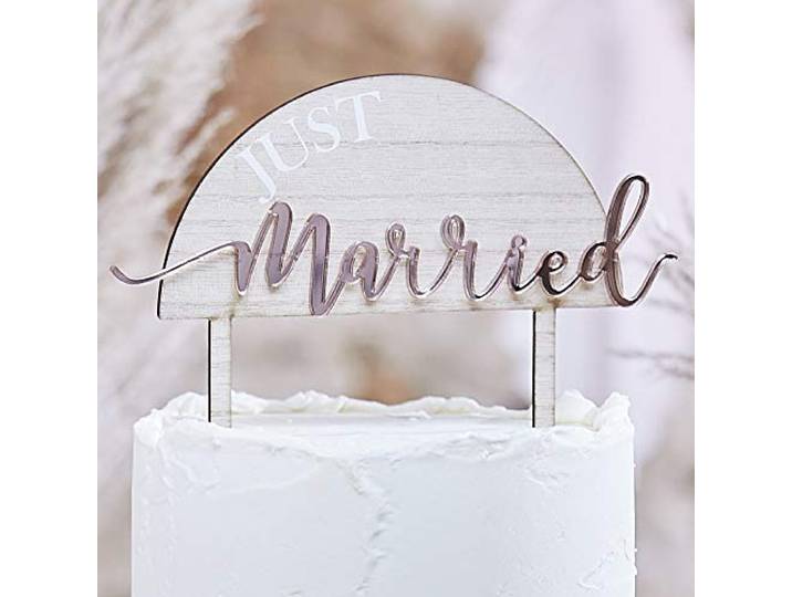 Ginger Ray 'Just Married' houten bruiloft taart Topper decoratie