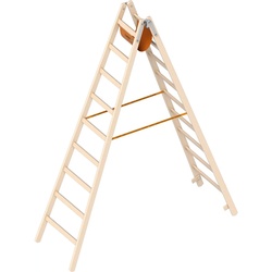 Layher Holzstehleiter 9 Sprossen aus stabilem Holz mit 2x9 Sprossen; beidseitig bege...